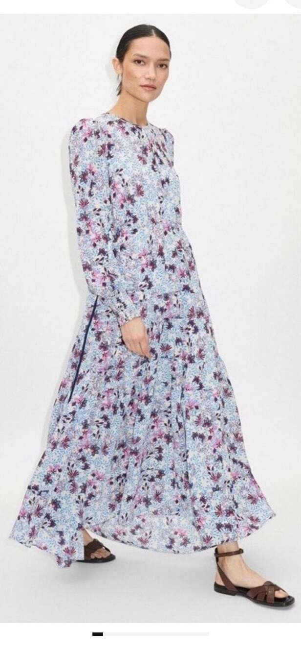 ME+EM Wild Meadow Floral Print Tiered Maxi Dress US 6